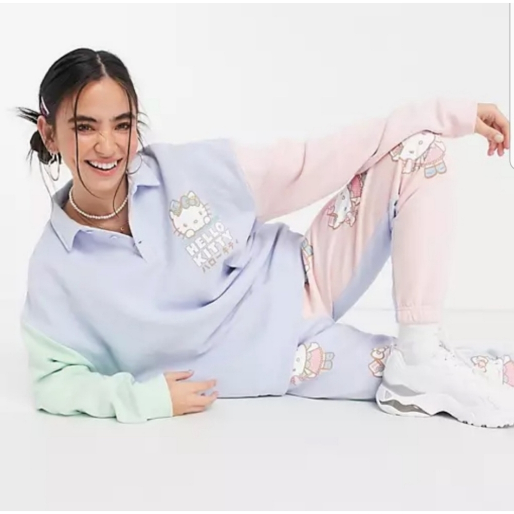 Asos Hello Kitty x New Girl Order Pastel Colorblock Pull On Sweatpant Joggers